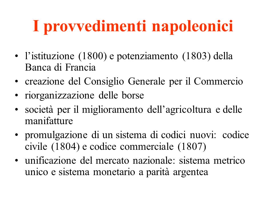 I provvedimenti napoleonici