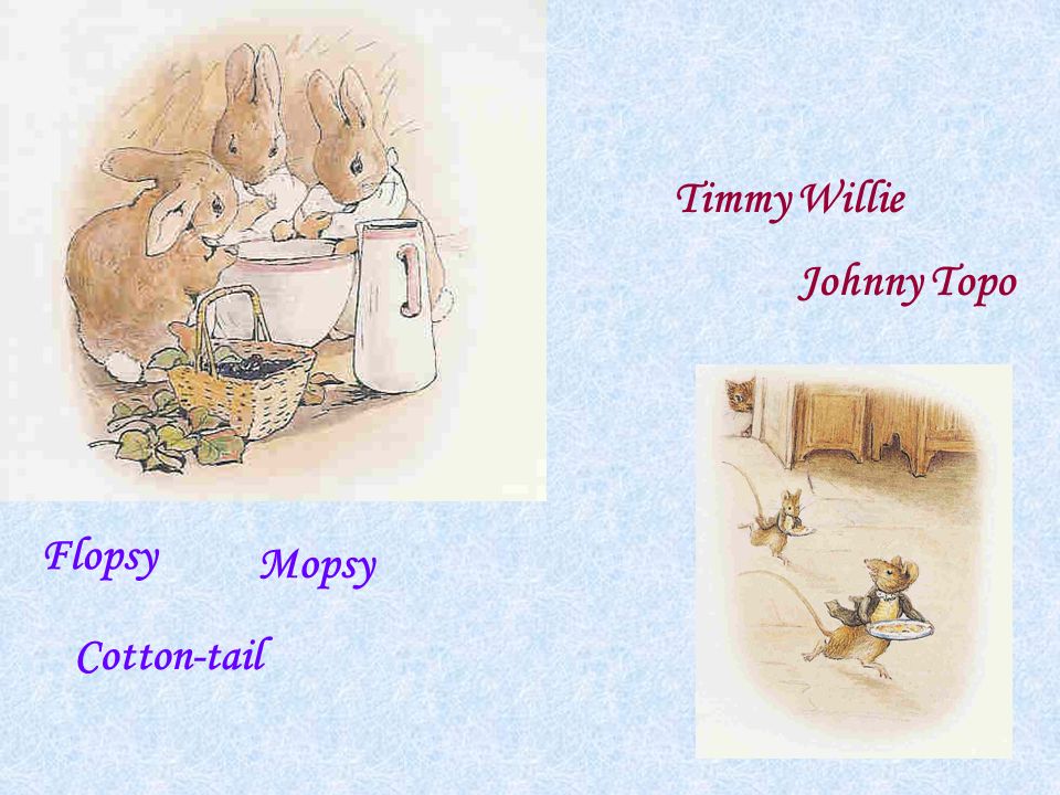 Timmy Willie Johnny Topo Flopsy Mopsy Cotton-tail