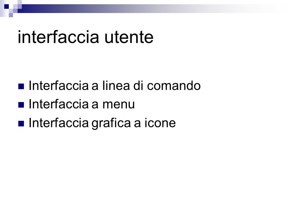 interfaccia utente Interfaccia a linea di comando Interfaccia a menu
