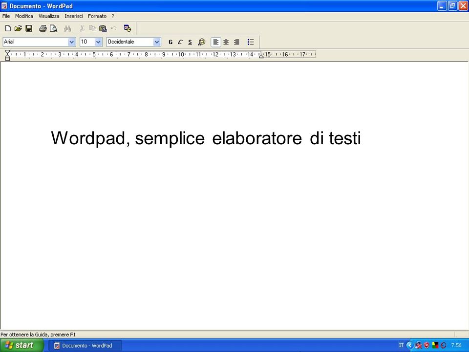 Wordpad, semplice elaboratore di testi
