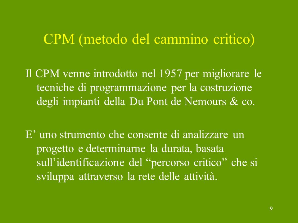 CPM (metodo del cammino critico)
