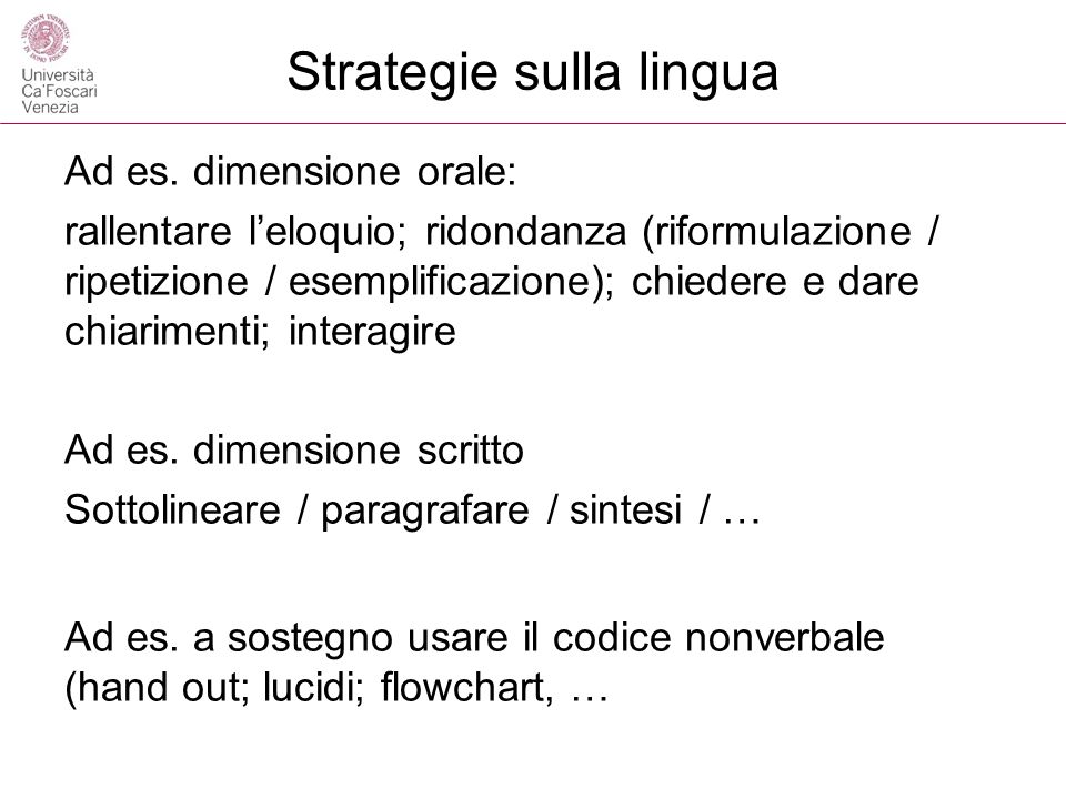 Strategie sulla lingua