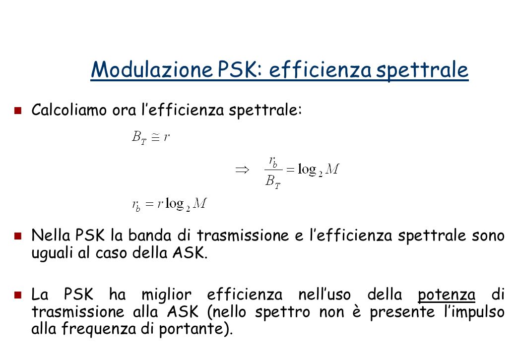 Modulazione PSK: efficienza spettrale