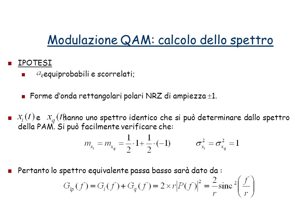 Modulazione QAM: calcolo dello spettro