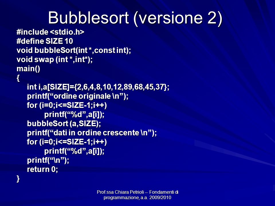 Bubblesort (versione 2)