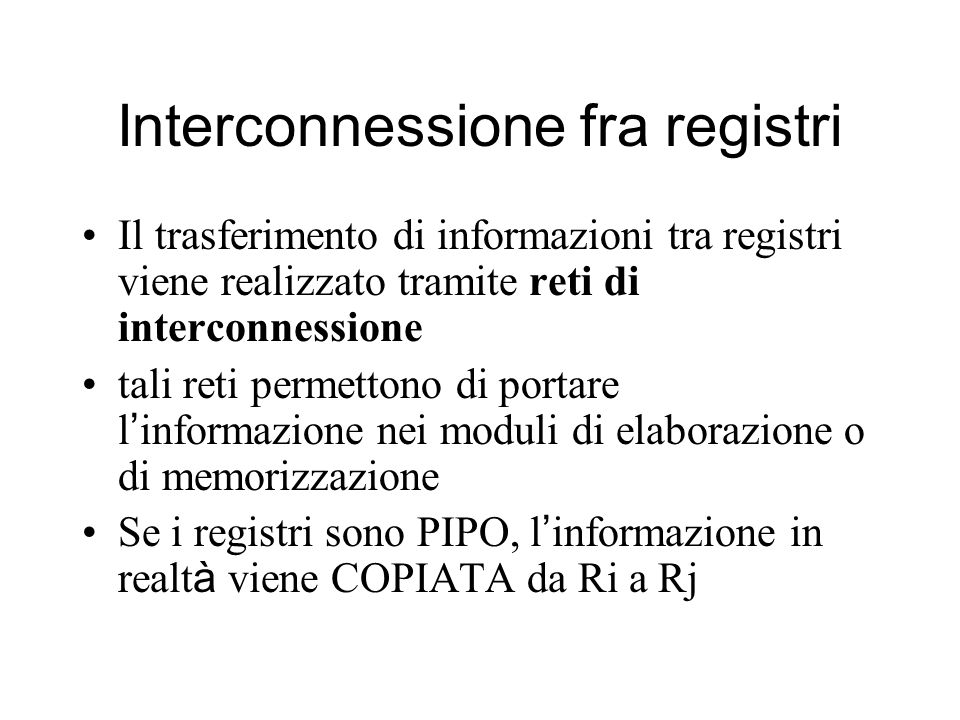Interconnessione fra registri