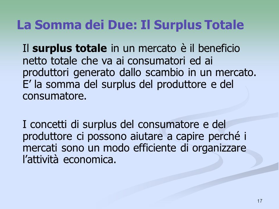 La Somma dei Due: Il Surplus Totale