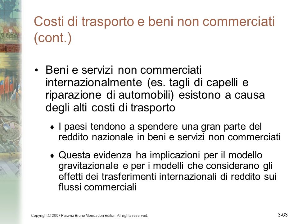 Costi di trasporto e beni non commerciati (cont.)