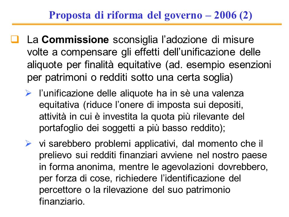 Proposta di riforma del governo – 2006 (2)