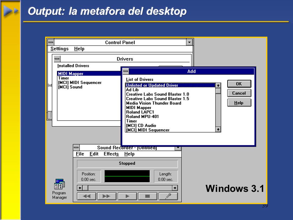 Output: la metafora del desktop