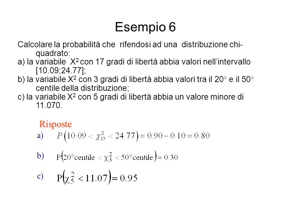 Esempio 6 Risposte a) b) c)