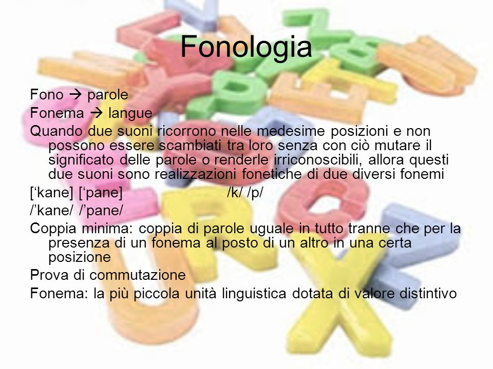 Fonologia Fono  parole Fonema  langue