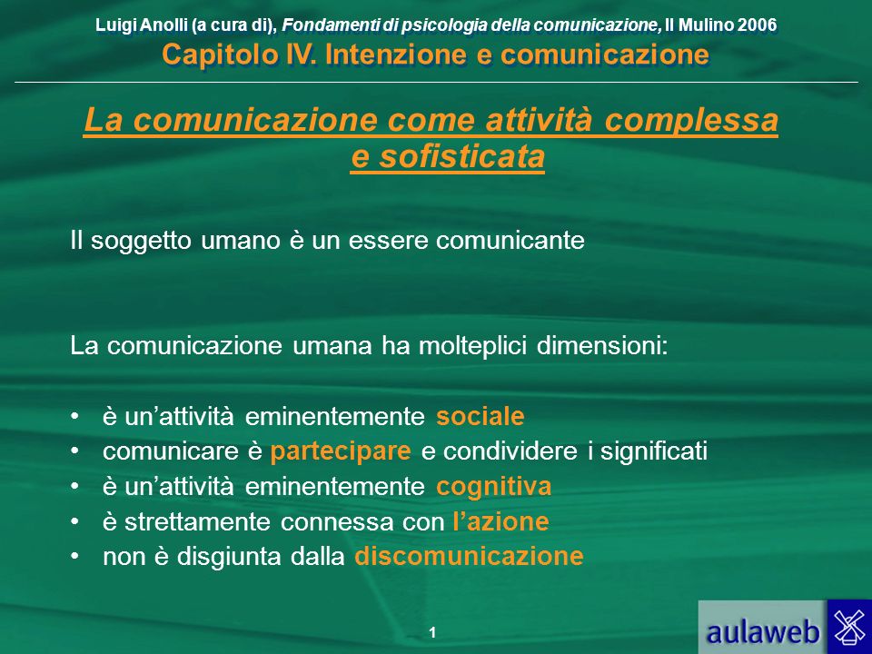 La comunicazione come attività complessa e sofisticata