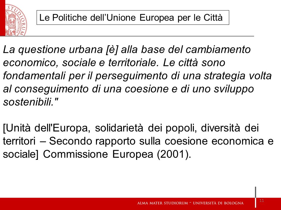 Le Politiche dell’Unione Europea per le Città