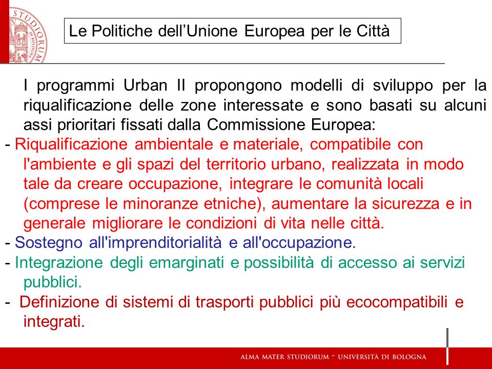 Le Politiche dell’Unione Europea per le Città