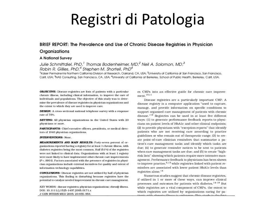 Registri di Patologia