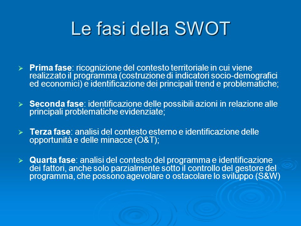 Le fasi della SWOT