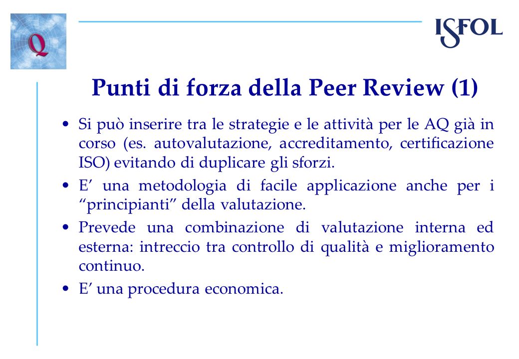 Punti di forza della Peer Review (1)