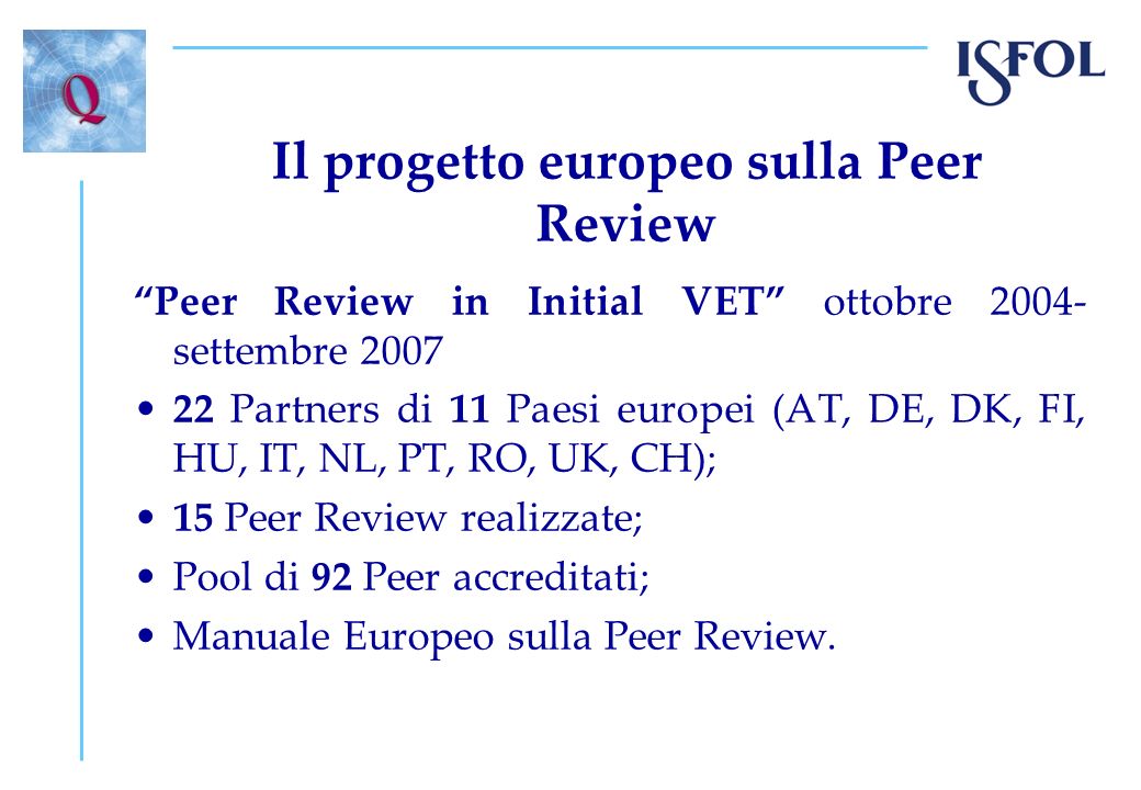 Il progetto europeo sulla Peer Review