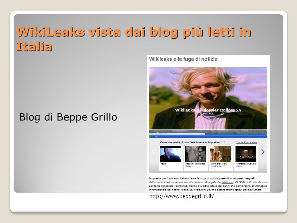 WikiLeaks vista dai blog più letti in Italia