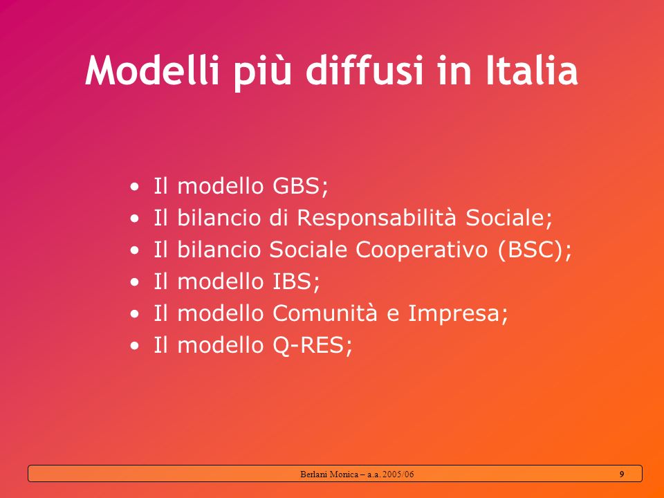 Modelli più diffusi in Italia