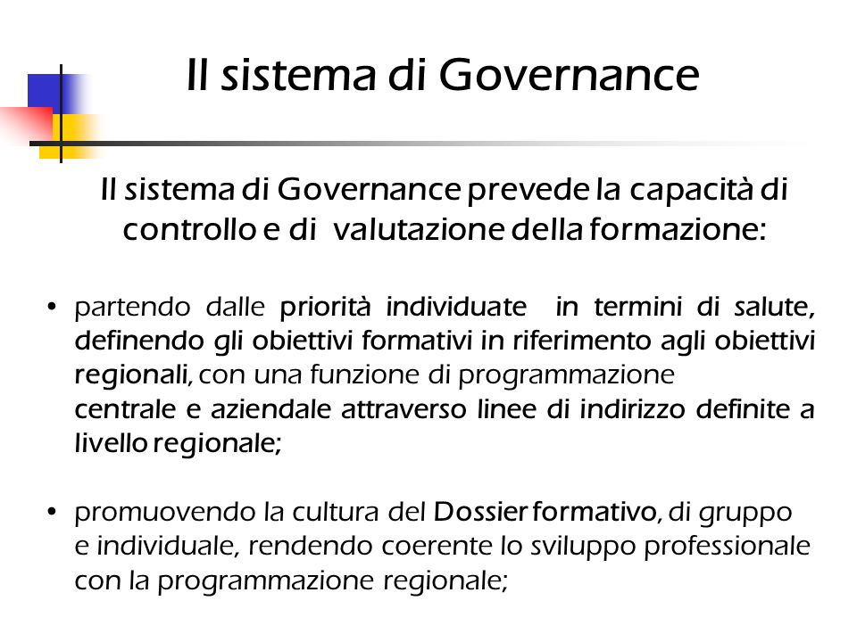 Il sistema di Governance
