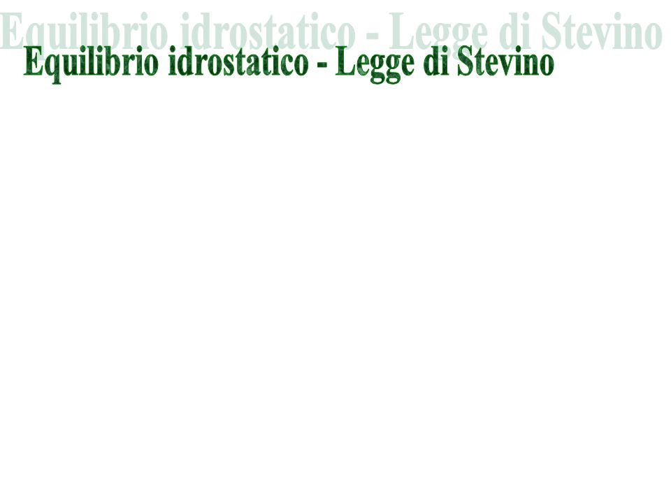 Equilibrio idrostatico - Legge di Stevino