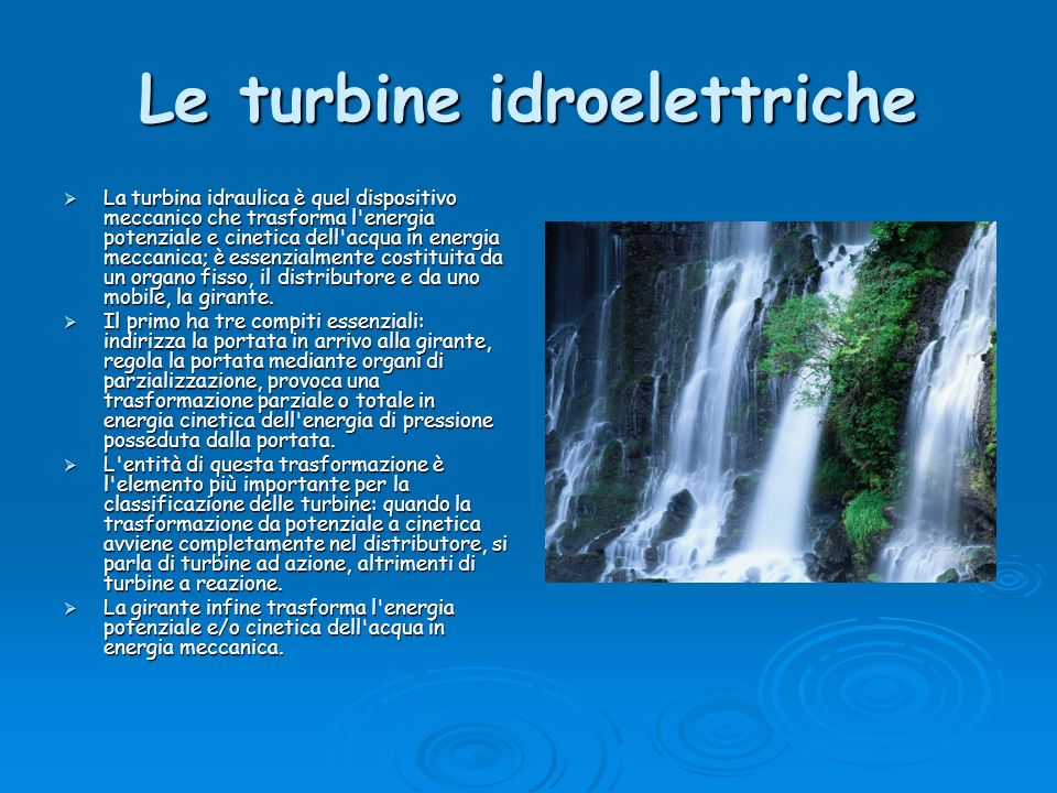 Le turbine idroelettriche