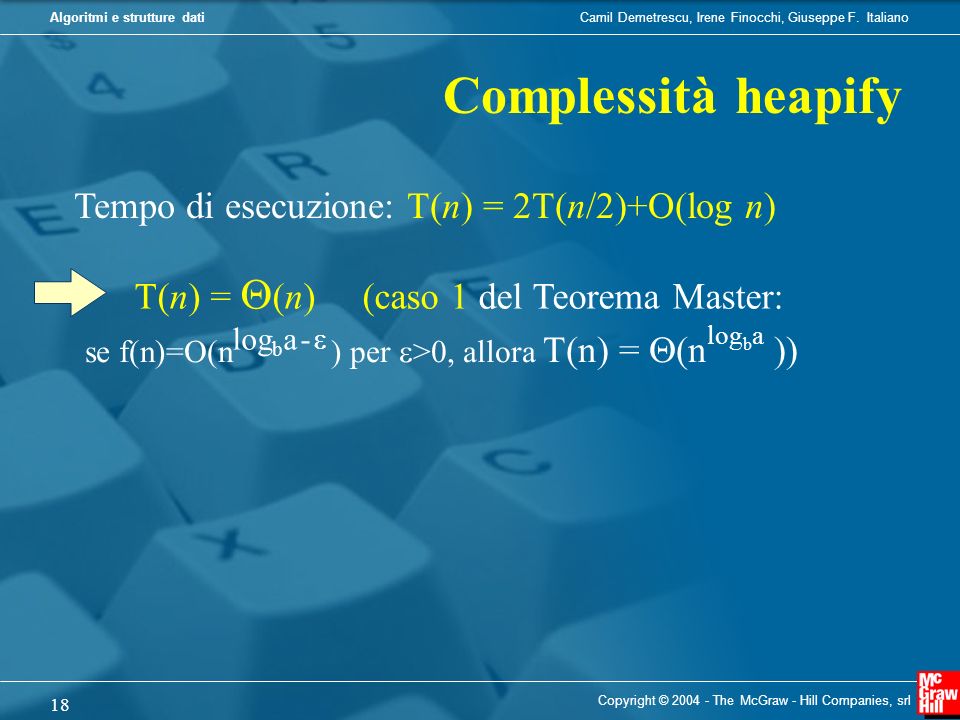 Complessità heapify se f(n)=O(n ) per >0, allora T(n) = Q(n ))
