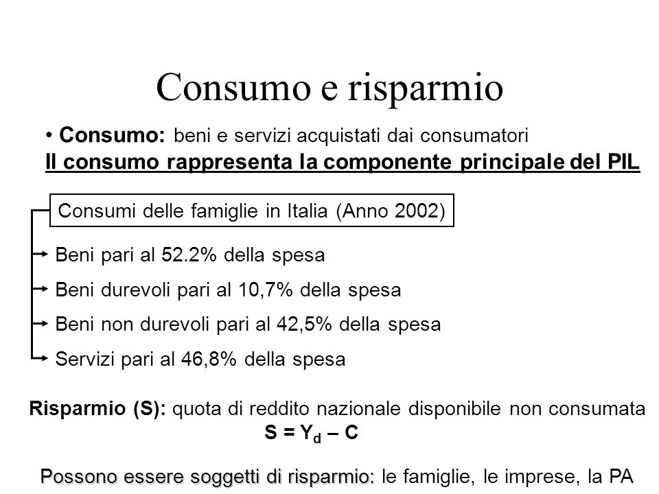 Consumi delle famiglie in Italia (Anno 2002)