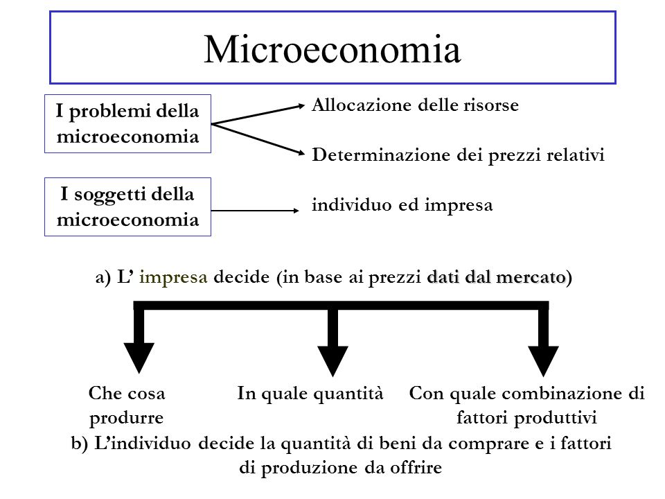 Microeconomia I problemi della microeconomia