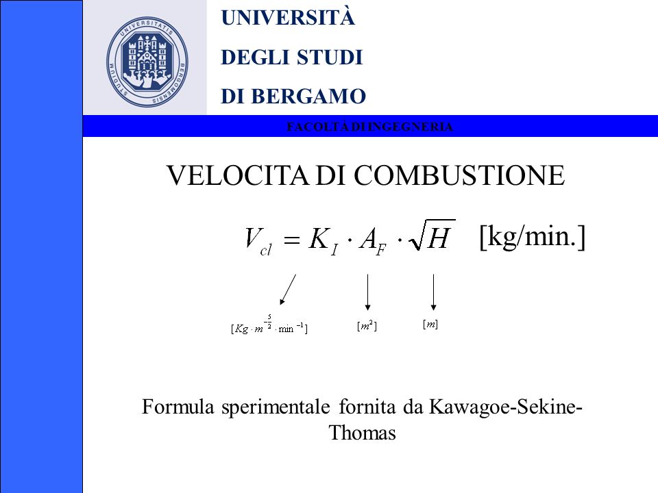 Formula sperimentale fornita da Kawagoe-Sekine-Thomas