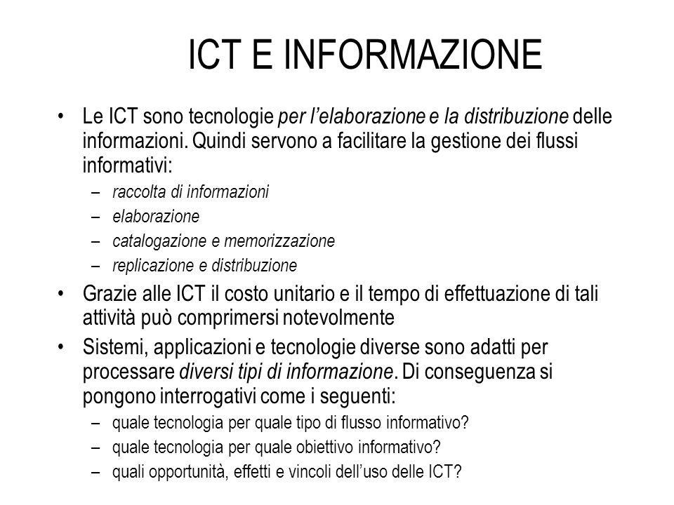 ICT E INFORMAZIONE