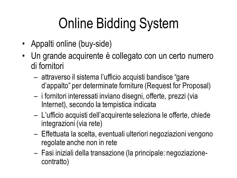 Online Bidding System Appalti online (buy-side)