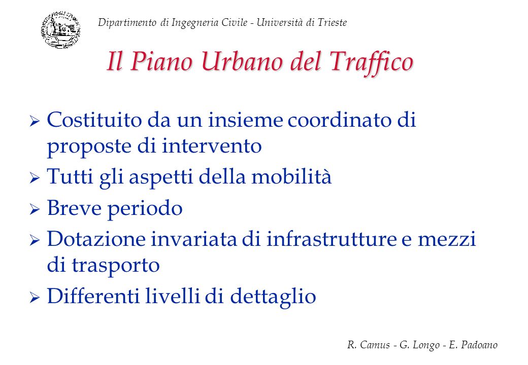 Il Piano Urbano del Traffico