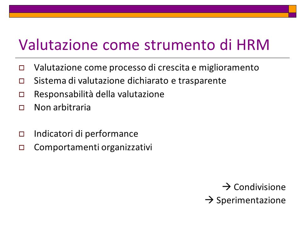 Valutazione come strumento di HRM