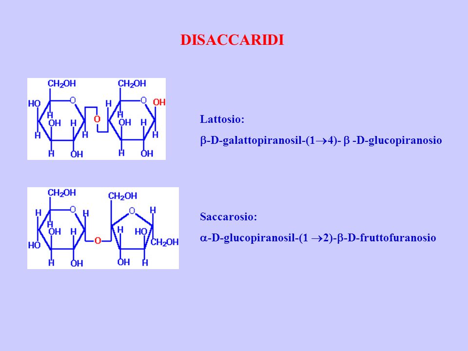 DISACCARIDI Lattosio: b-D-galattopiranosil-(14)- b -D-glucopiranosio