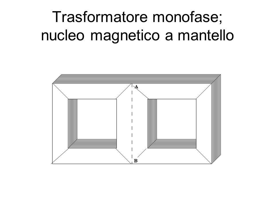 Trasformatore monofase; nucleo magnetico a mantello