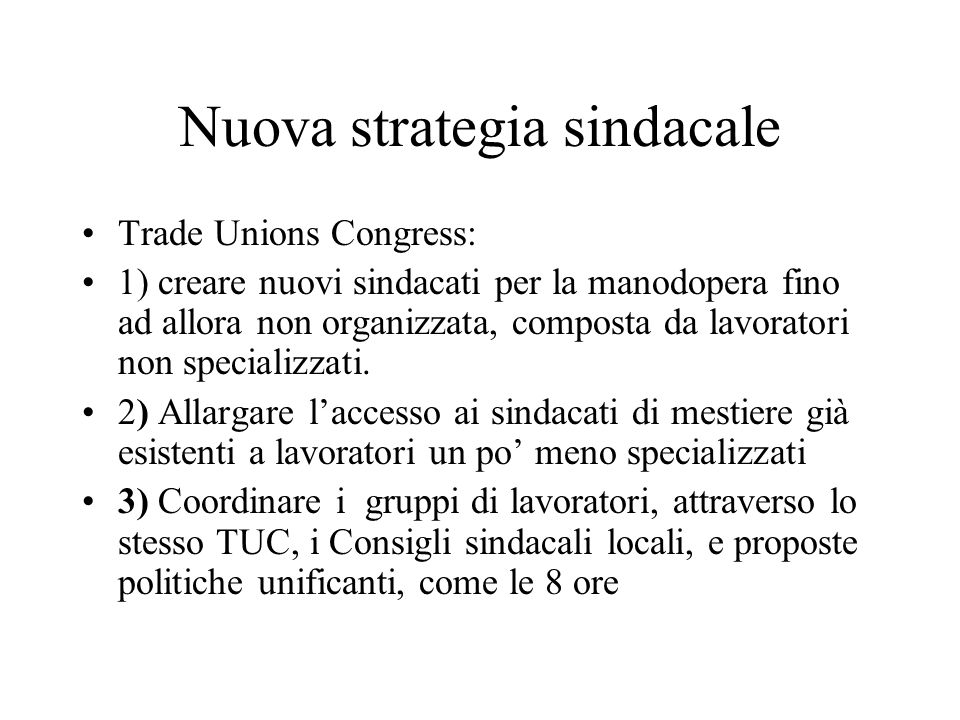 Nuova strategia sindacale