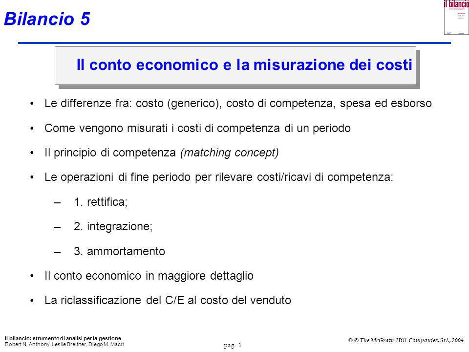 Bilancio 5 Il conto economico e la misurazione dei costi