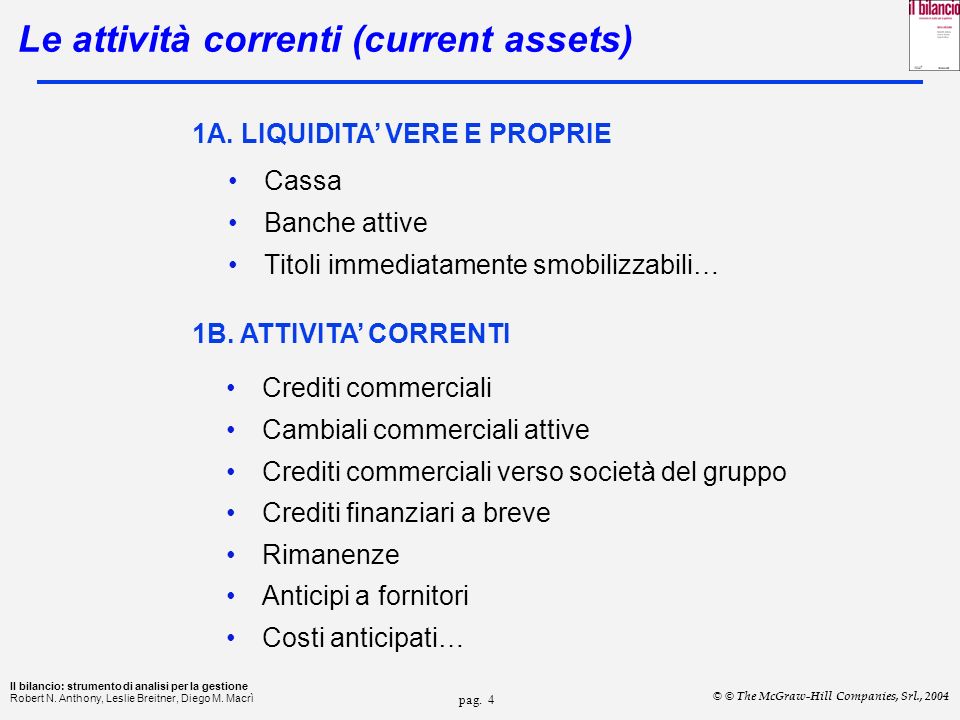 Le attività correnti (current assets)