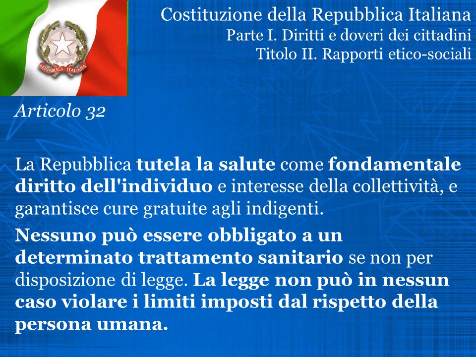 Costituzione della Repubblica Italiana Parte I
