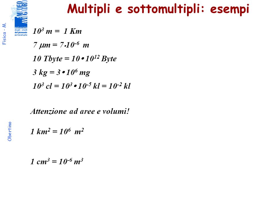 Multipli e sottomultipli: esempi