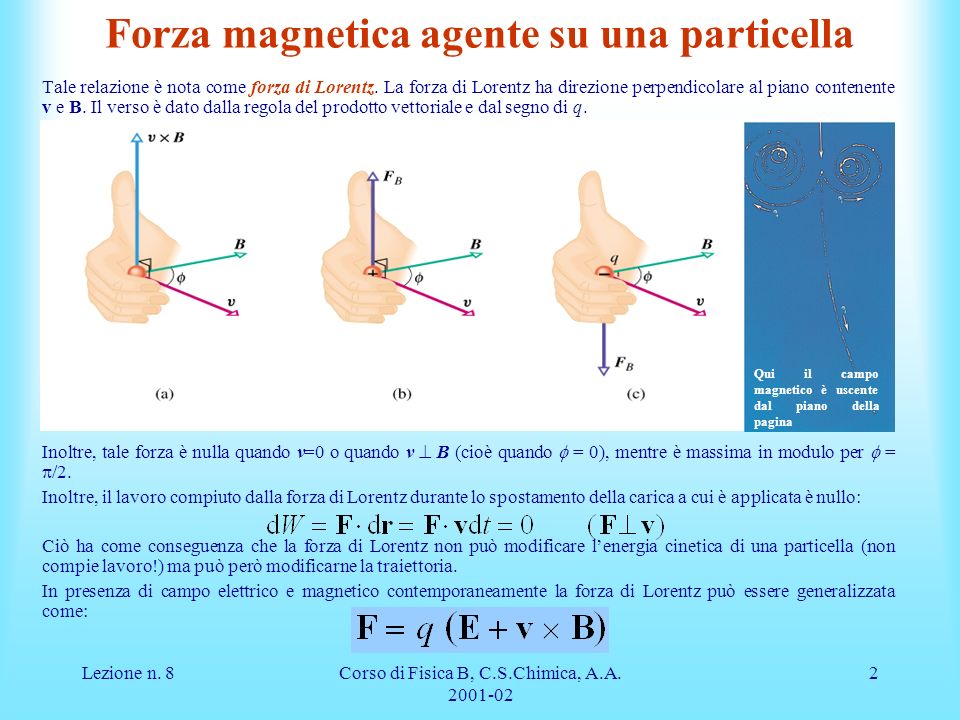 Forza magnetica agente su una particella