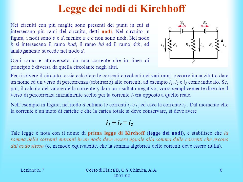 Legge dei nodi di Kirchhoff
