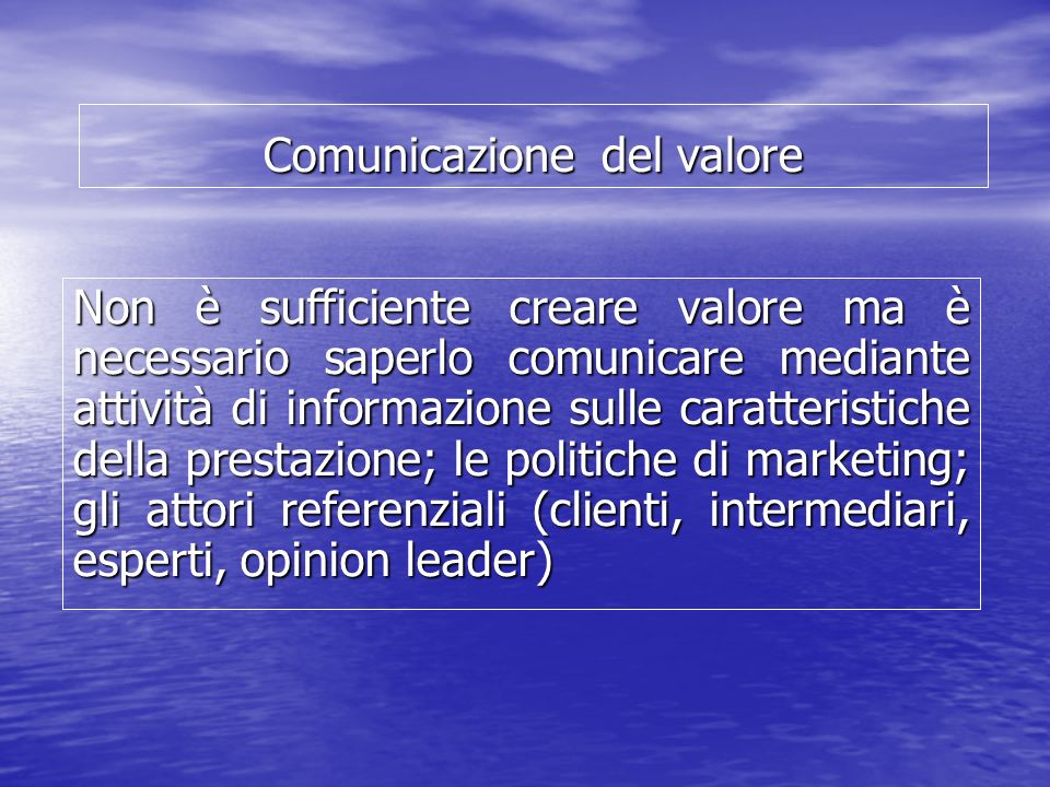 Comunicazione del valore