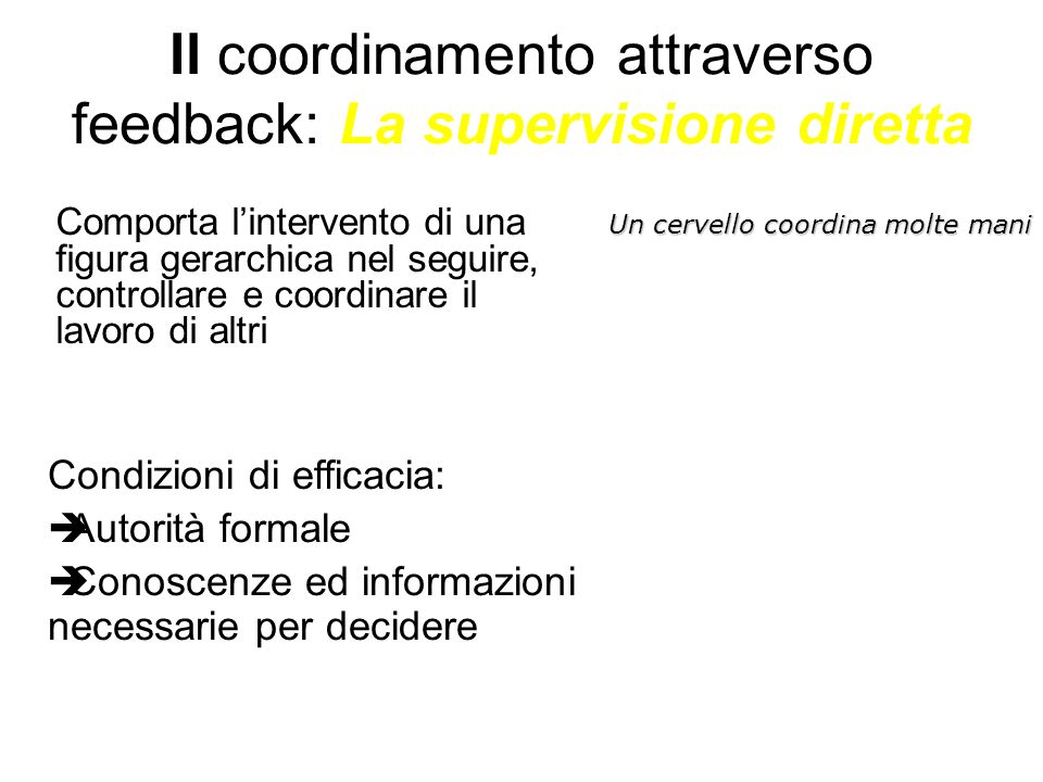 Il coordinamento attraverso feedback: La supervisione diretta