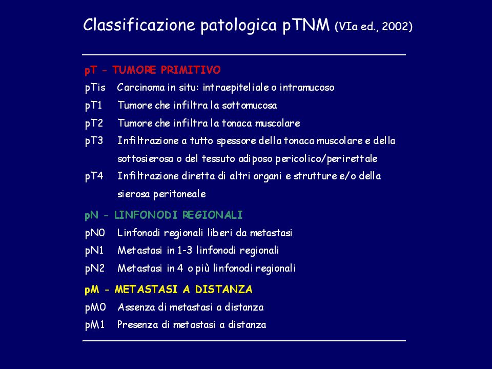 Classificazione patologica pTNM (VIa ed., 2002)