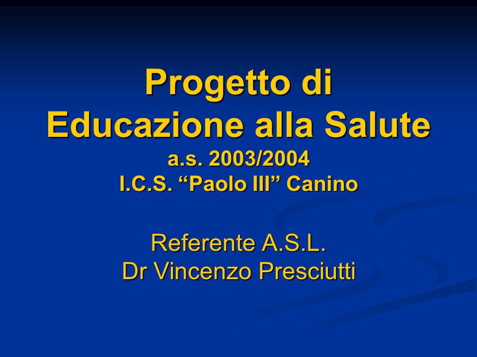 Referente A.S.L. Dr Vincenzo Presciutti
