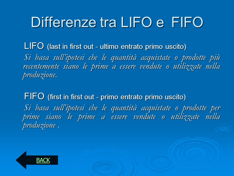 Differenze tra LIFO e FIFO